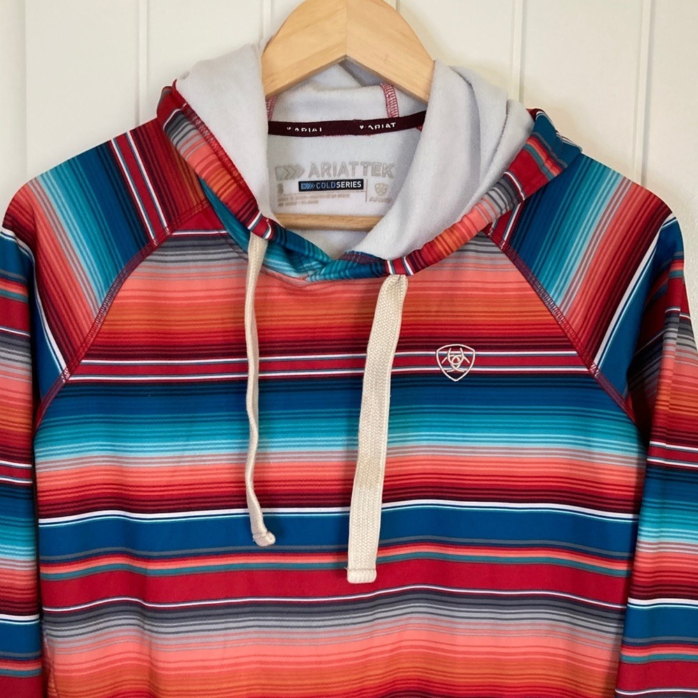AriatTEK Mens Cold Series Striped Hoodie Size Small Vibrant Colors Performance - Picture 3 of 12